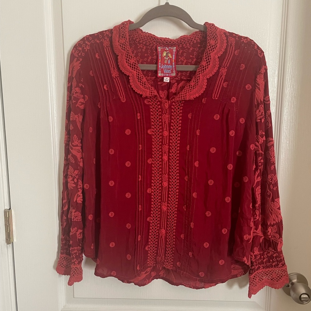 Johnny Was Sparrow Iliana top In Red XS